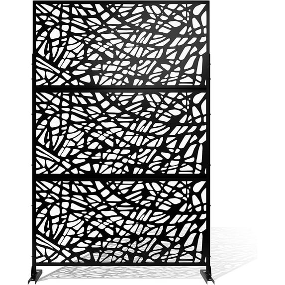 Elevens Decorative Outdoor Privacy Screen Panels,Metal Material Patio Screen, Divider with Stand for Garden Backyard Free Standing(72''Hx47''W)