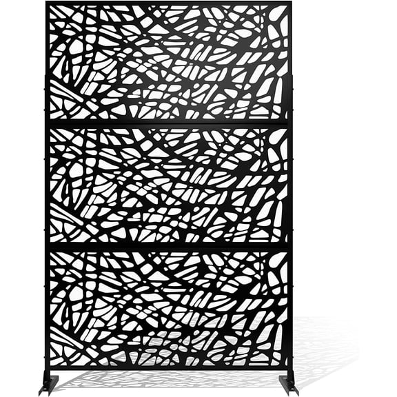 Elevens Decorative Outdoor Privacy Screen Panels,Metal Material Patio Screen, Divider with Stand for Garden Backyard Free Standing(72''Hx47''W)
