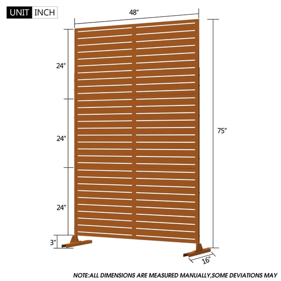 POSHIONS Louvered Decorative Screen Brown 76"H x 47.2"L x 15.14"W