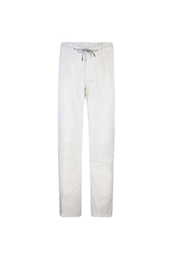 Cotton-Blend Stretch Front-Pleated Drawstring Casual Pants (Men's)
