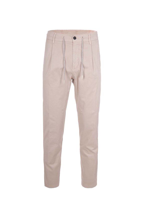 Cotton Elasticized Front-Pleated Drawstring Casual Pants (Men's)