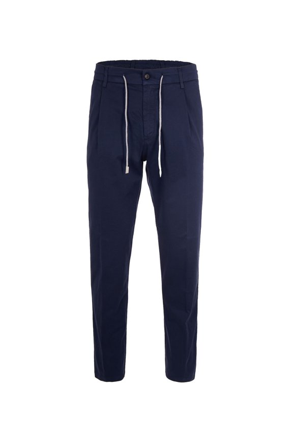 Cotton Elasticized Front-Pleated Drawstring Casual Pants (Men's)