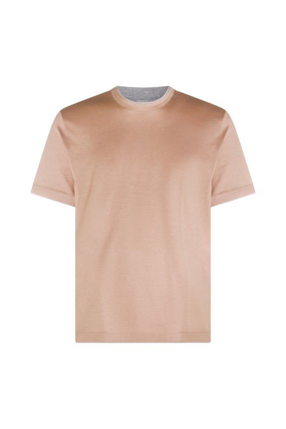 Smooth Beige Crew Neck T-Shirt With Minimalist Design (Men's)