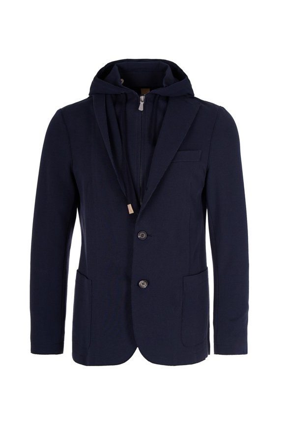 Structured Blue Jacket With Adjustable Hood (Men's)