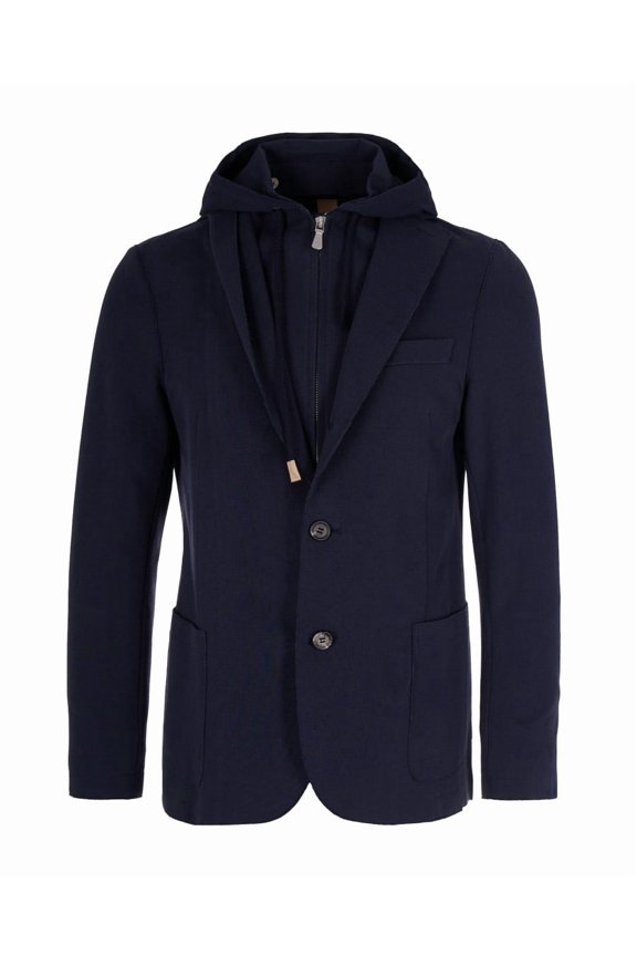 Structured Blue Jacket With Adjustable Hood (Men's)