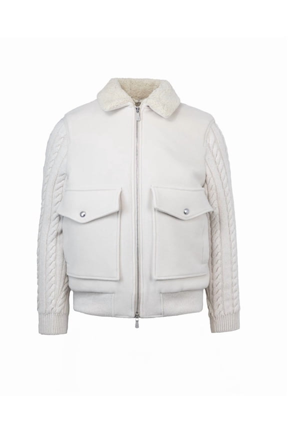 Textured White Jacket With Plush Collar (Men's)