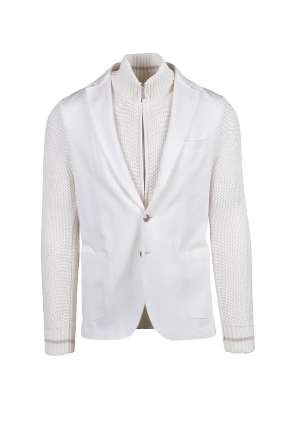 White Cotton Polyamide Elastane Blazer (Men's)