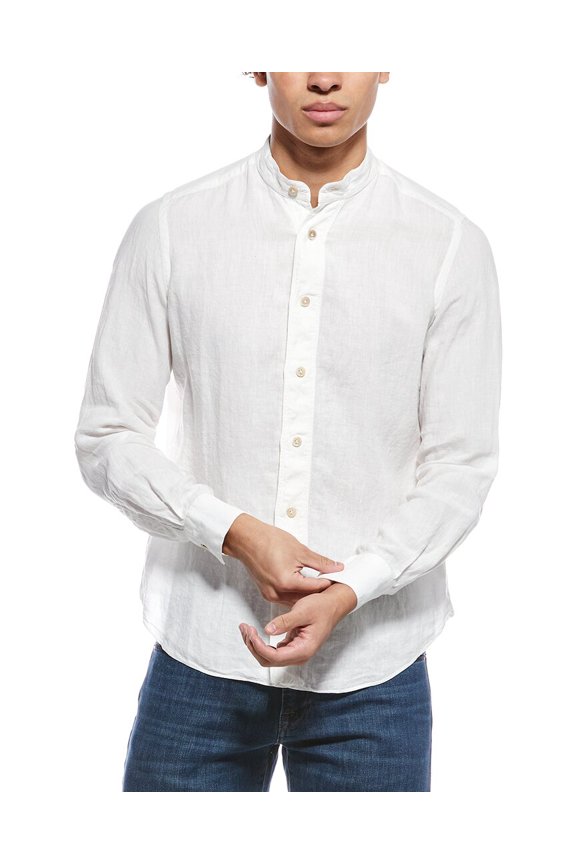 mens Korean Linen-Blend Shirt, m