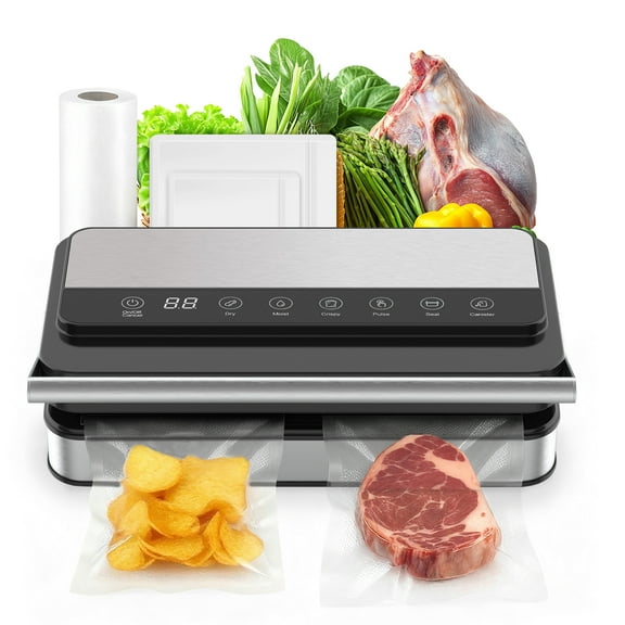 Elevon 10-in-1 Automatic Vacuum Sealer, 200W Food Saver with Built-in Cutter, Digital Timer, Bags & Roll Included, Compact Low Noise Design