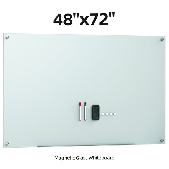Elevon 36" x 24" Wall-Mounted Glass Whiteboard, Magnetic Dry Erase Board with Smooth Surface, Frameless Design for Office, Home, and School Writing or Planning