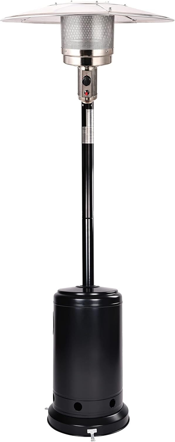 Black Propane Outdoor Patio Heater with Wheels and Safety Shut Off
