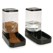 Elevon Automatic Pet Feeder and Water Dispenser Set, Dog Cat Gravity Food and Water Dispenser Set with Pet Food Bowl, Automatic Cat Feeder for Small Large Pets Puppy Kitten Large Capacity(Black,3.8L)