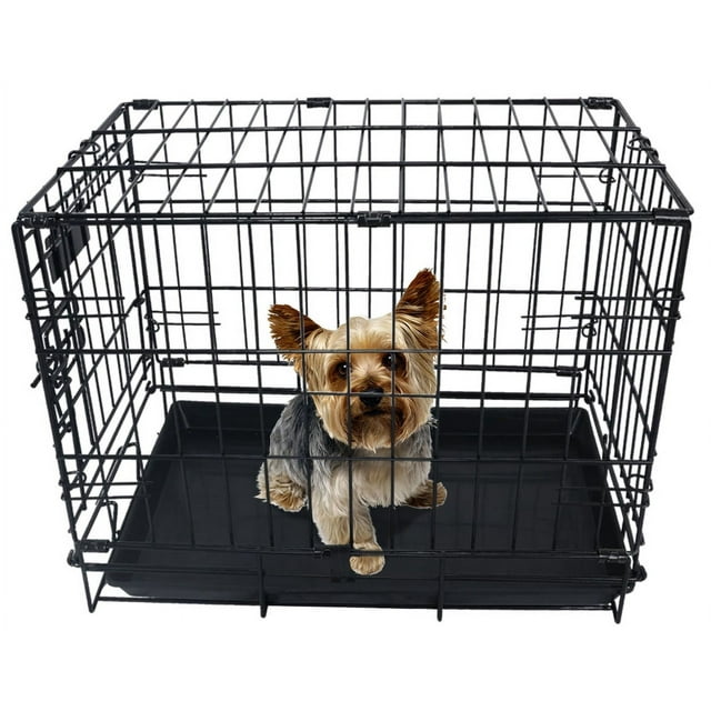 Shop Elevon Foldable Double Door Dog Crate with LeakProof Tray, 18
