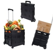 Elevon Foldable Multi-purpose Cart, Retractable Randles And 360-degree Swivel Wheels, Equipped With Silent Swivel Wheels, Grocery Books Archive Tools Art Supplies Trolley, Black