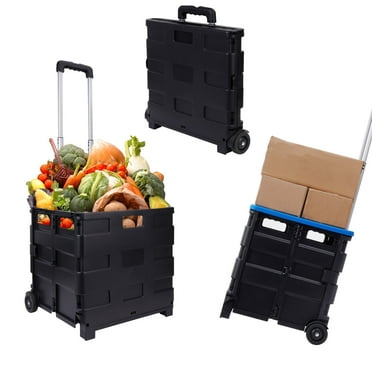 Elevon Foldable Multi-purpose Cart, Retractable Randles And 360-degree Swivel Wheels, Equipped With Silent Swivel Wheels, Grocery Books Archive Tools Art Supplies Trolley, Blue