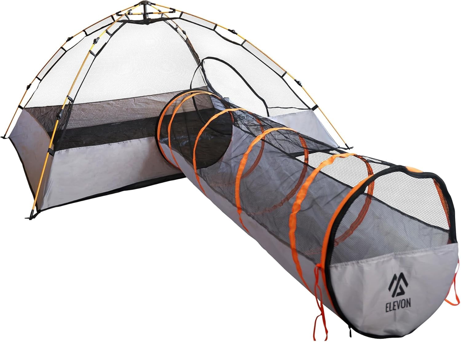 Elevon Pet Cat Playpen Tent with Tunnel, Portable Foldable Enclosure for Cats and Small Pets, Indoor Outdoor Pet Exercise Tent with Carry Bag, 74"x74"x36", Grey