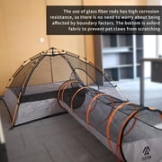 Elevon Pet Cat Playpen Tent with Tunnel, Portable Foldable Enclosure for Cats and Small Pets, Indoor Outdoor Pet Exercise Tent with Carry Bag, 74"x74"x36", Grey