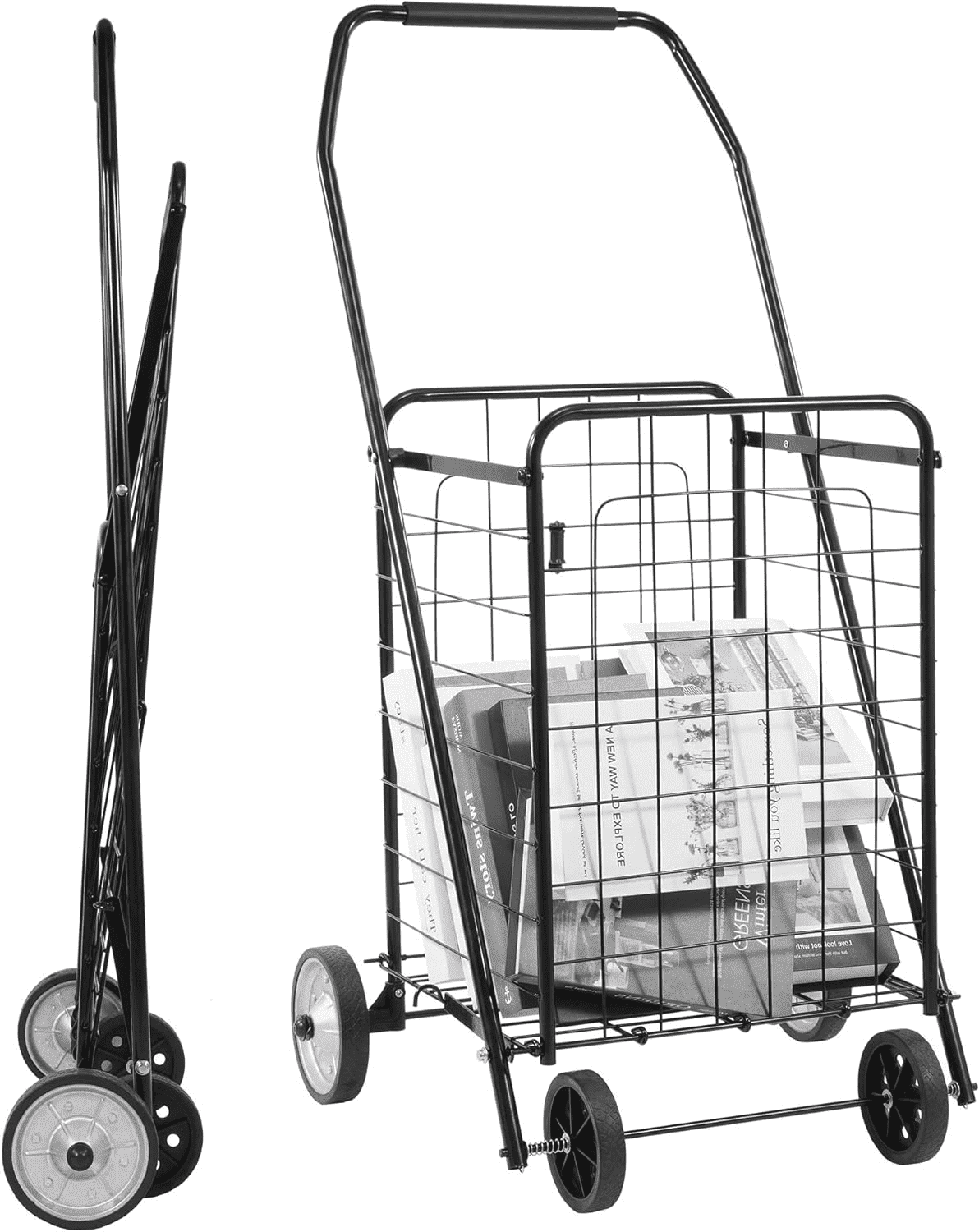 BalanceFrom Utility Cart with Wheels, Foldable Shopping Cart, holds up to 90 lbs, Durable Grocery Utility Cart, Compact Portable & Easy Storage, Suitable for Shopping, Laundry