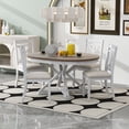 thumbnail image 1 of Eley 5pc Dining Set Round Table 4x Side Chairs - Brown+White, 1 of 36