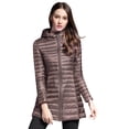 thumbnail image 1 of Elezay Women Lightweight Down Jacket Long Jacket Winter Down Coat Windproof Puffer Coats Hooded Packable Khaki XL, 1 of 6