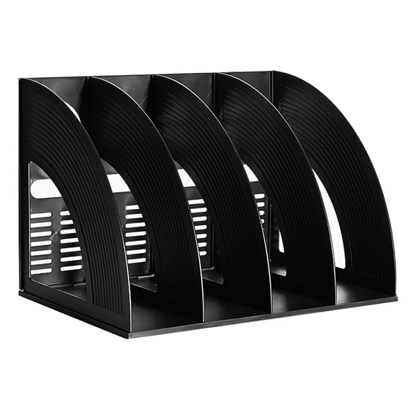 Elezeal Black A4 Magazine File Holder, 4 Compartments Desk Organizer Document Divider for Office Home
