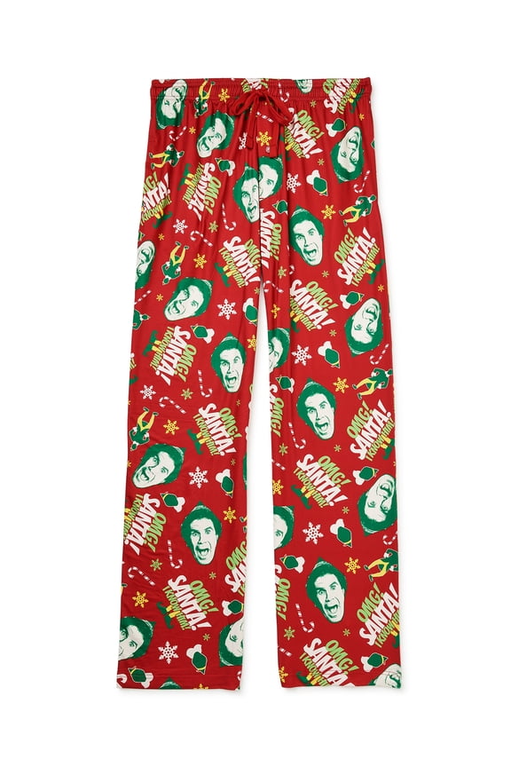 Elf, Adult Mens, OMG Santa Pajamas Sleep Pants with Collectible Tin, Sizes S-2XL