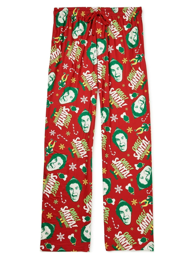 Elf Buddy Christmas Pajama Sleep Pants, Adult Mens Sizes S-2XL