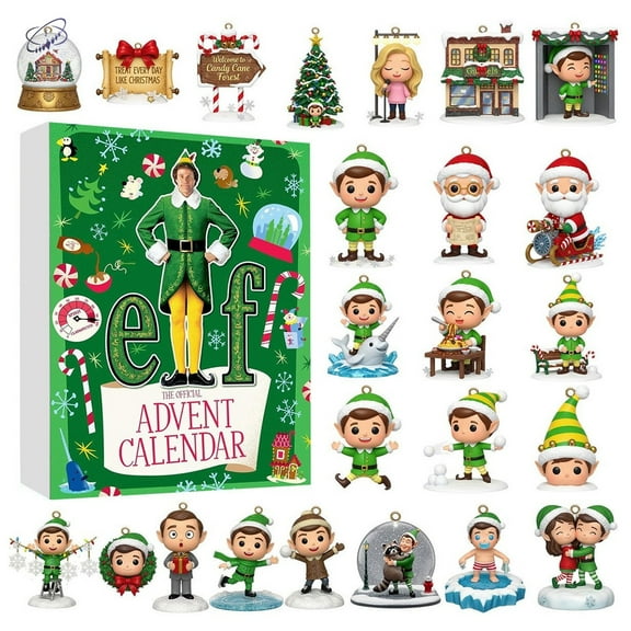 Elf Advent Calendar 2025 24 Days Christmas Ornaments Countdown Calendar Surprise Decoration for Christmas Holiday Gift for Friends Family