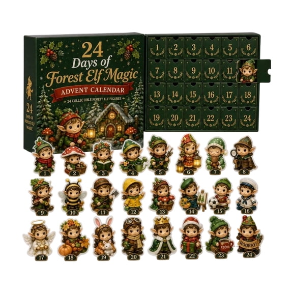 Elf Advent Calendar 2026, 2D 24Day Christmas Mystery Mini Gift Box, Cute Ornaments, Holiday Party Favor Gift for Adults & Kids
