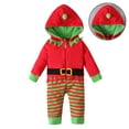 thumbnail image 1 of Elf Baby Boy Outfit Long Sleeve Elf Hooded Bodysuit Holiday Party Dress Toddler Boy Christmas Outfit 3-6 Months, 1 of 6