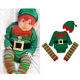 thumbnail image 1 of Elf Baby Boy Outfit Long Sleeve Elf Rompers Jumpsuits Hat Set Party Outfit Boy Christmas Outfit 6-12 Months, 1 of 7