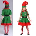 thumbnail image 1 of Elf Baby Outfit Short Sleeve Girl Christmas Dress with Hat Set Christmas Outfit for Boys Dress Up Clothes 3-4 Years, 1 of 9