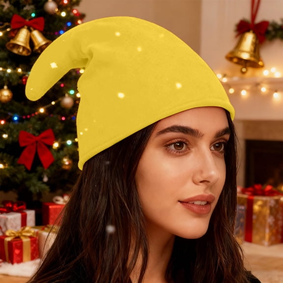 Elf Beanie Festive Beret Hat with Curled Tip Novelty Holiday Party Christmas Elf Headwear