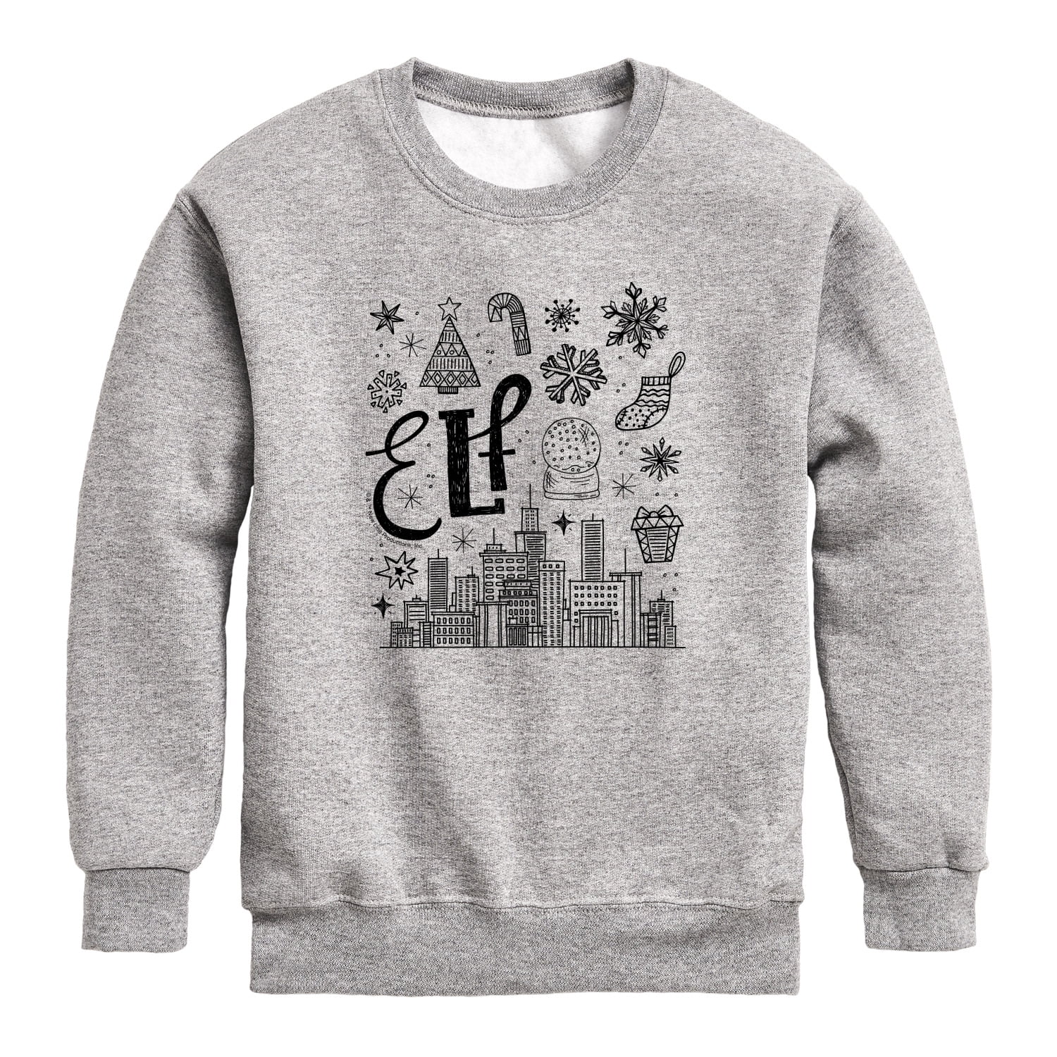 Elf - Black Icon Doodles - Toddler Boys Fleece Crew Sweatshirt