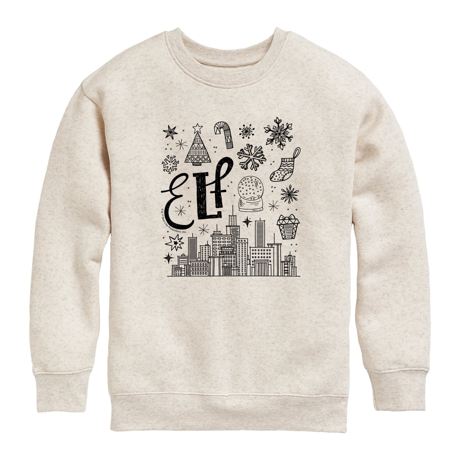 Elf - Black Icon Doodles - Toddler Boys Fleece Crew Sweatshirt