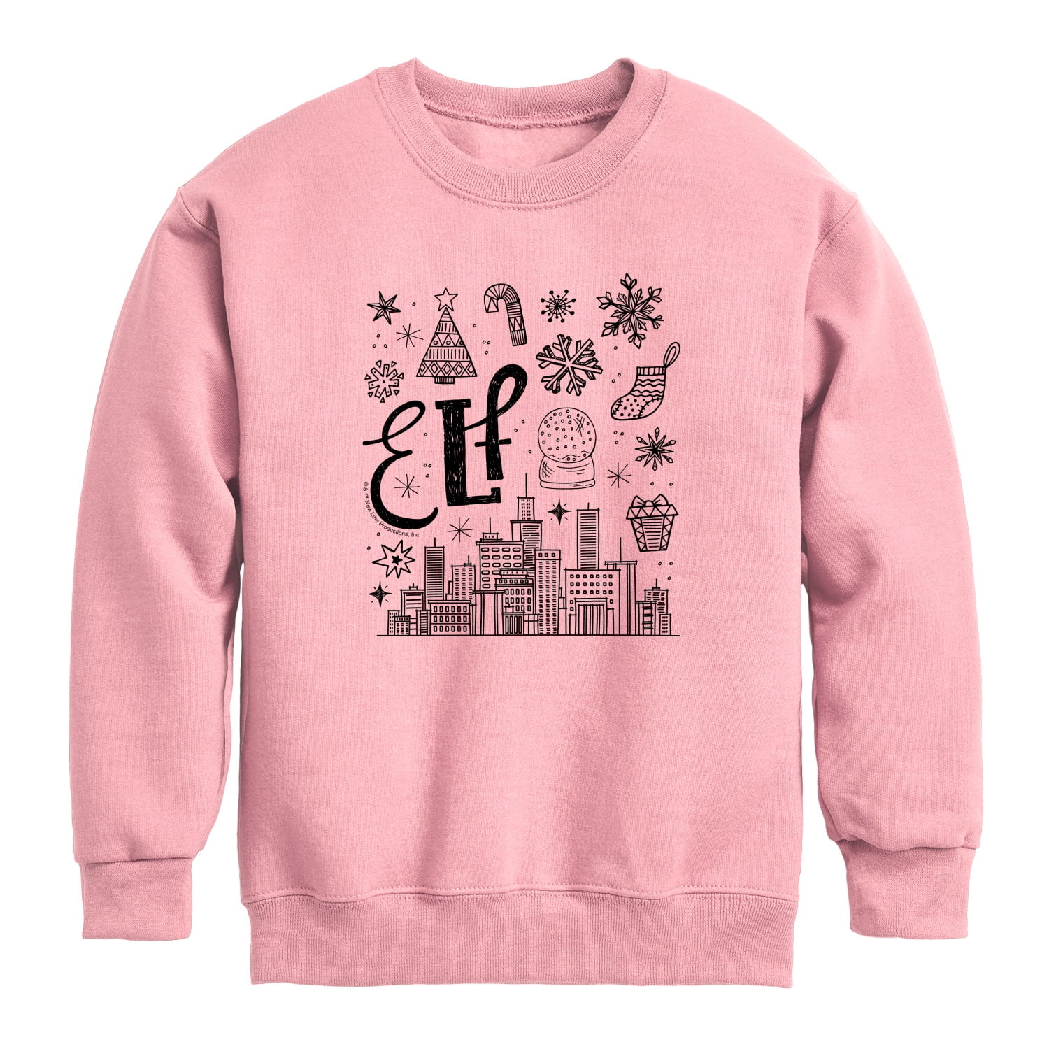 Elf - Black Icon Doodles - Toddler Boys Fleece Crew Sweatshirt