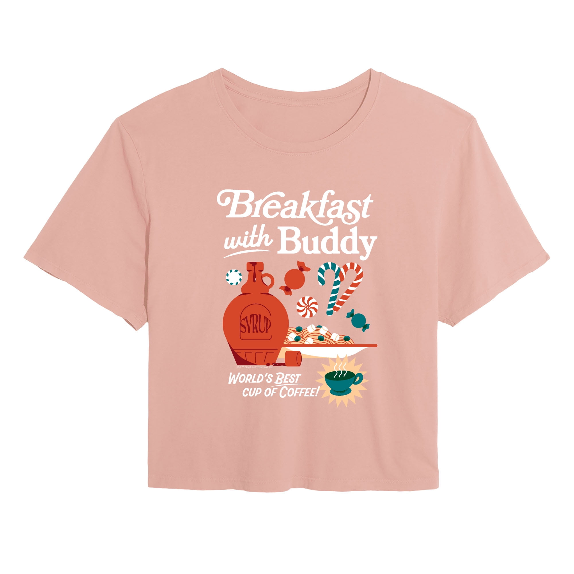 Elf - Breakfast With Buddy - Juniors Cropped Graphic T-Shirt