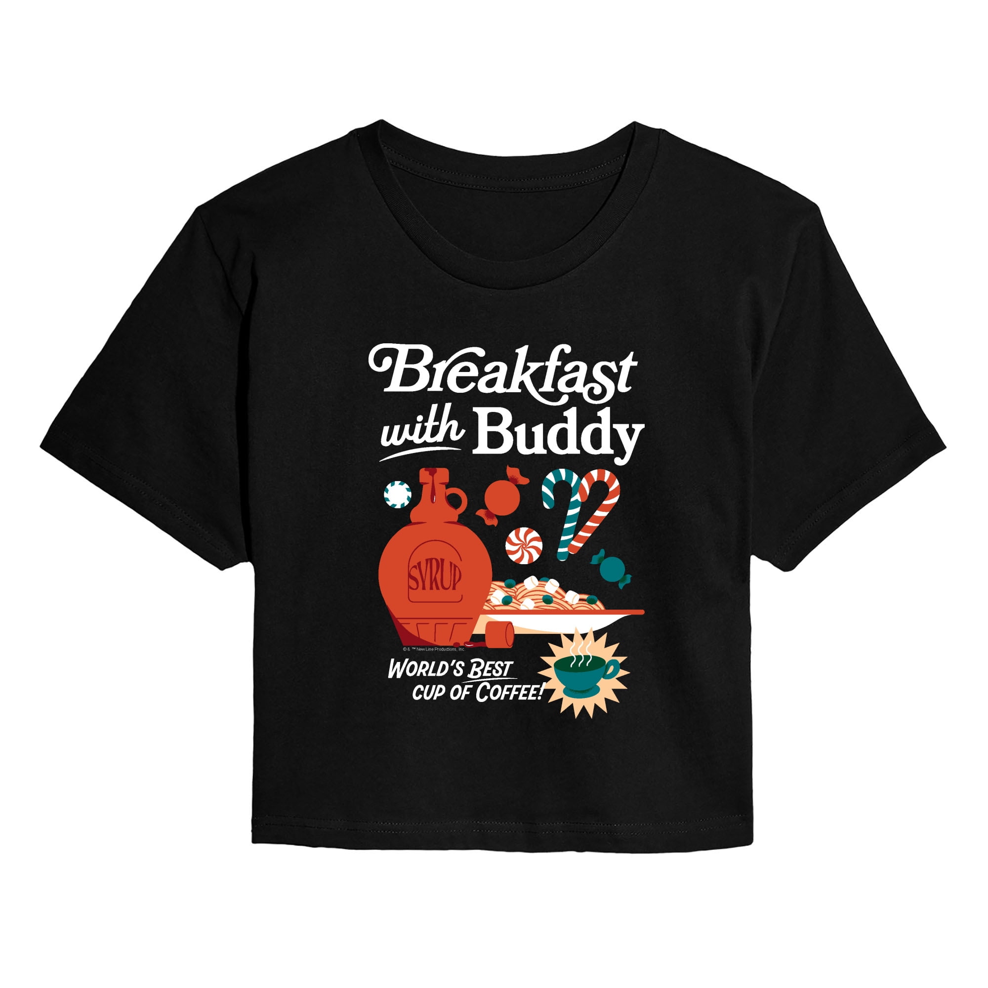 Elf - Breakfast With Buddy - Juniors Cropped Graphic T-Shirt