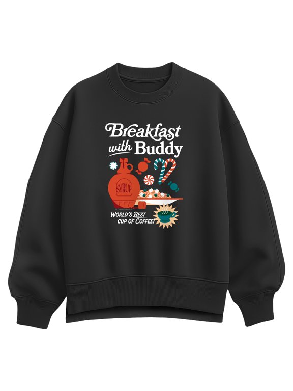 - Breakfast With Buddy Women's Oversized Fleece Crew Sweatshirt