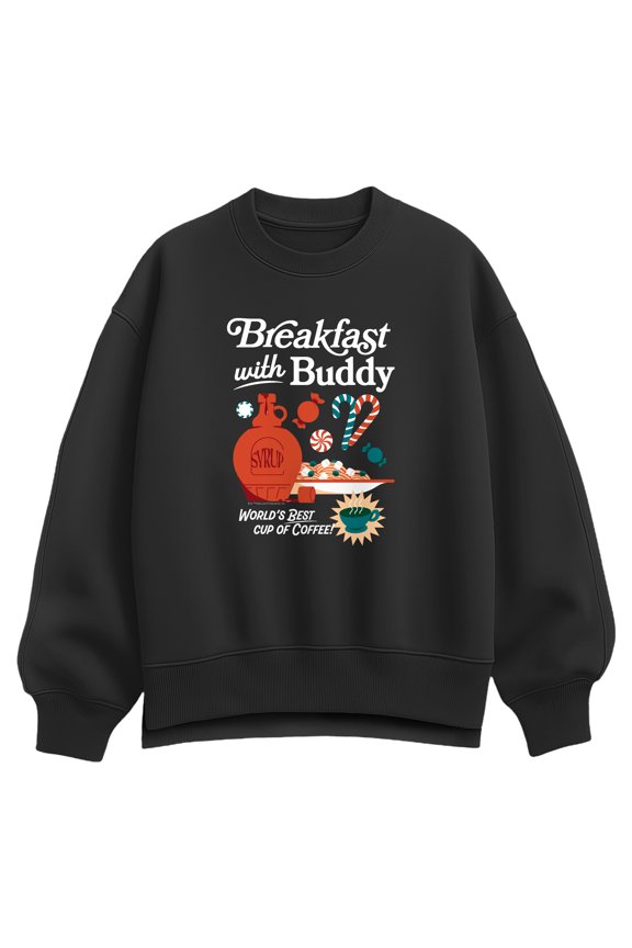 - Breakfast With Buddy - Women's Oversized Fleece Crew Sweatshirt