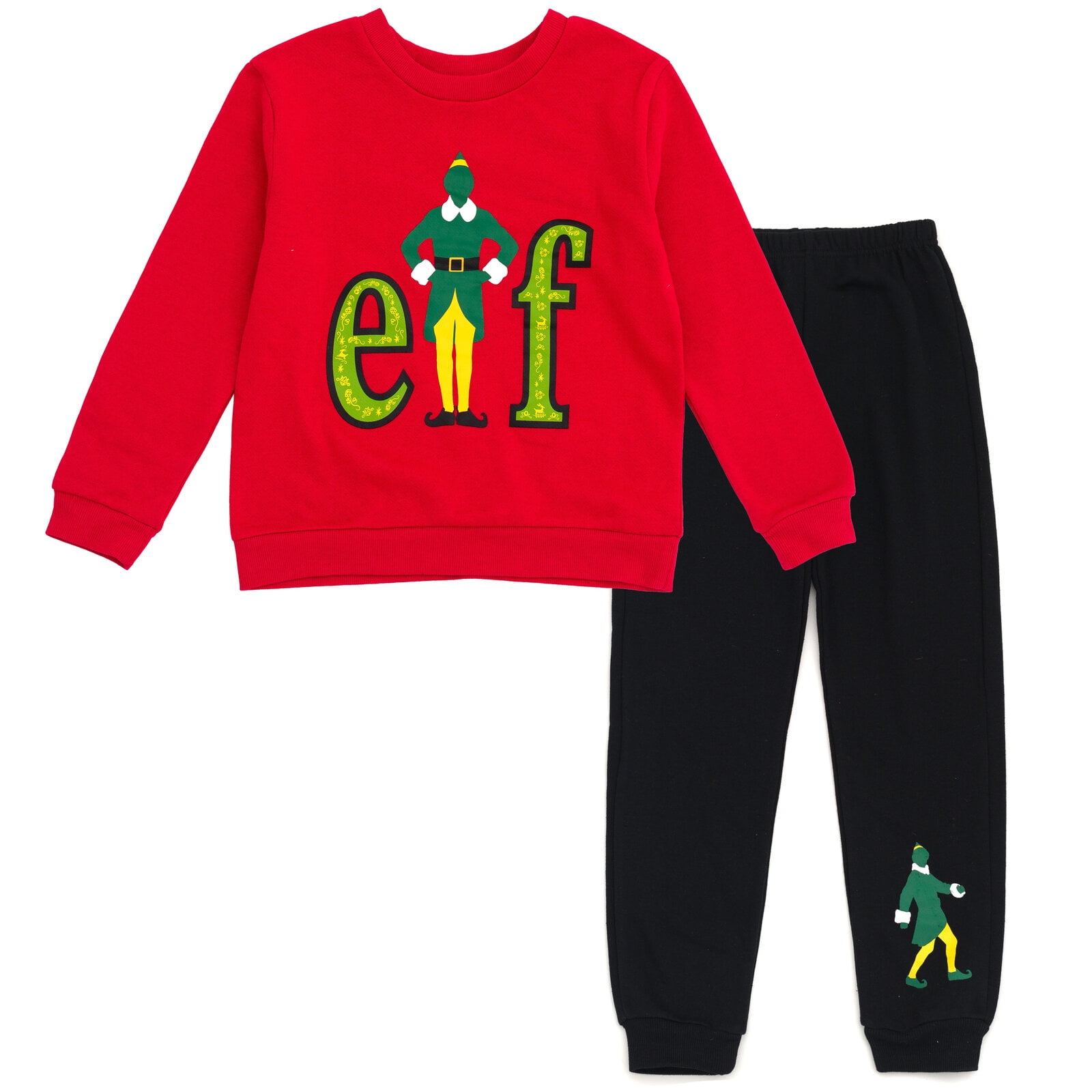 Elf Buddy Christmas Fleece Sweatshirt and Jogger Pants Outfit Set Logo Little Kid to Big Kid