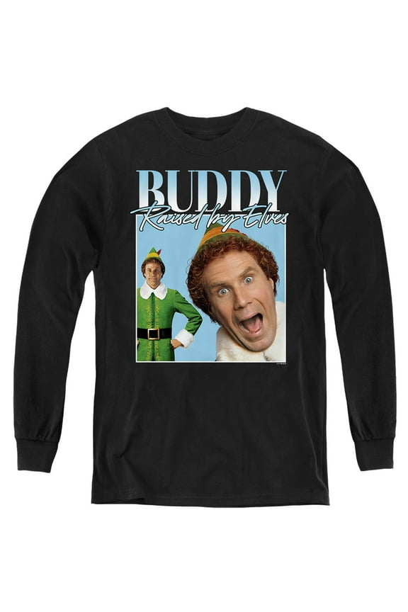 Elf Buddy Christmas Homage Kids Long Sleeve T-Shirt for Youth Boys and Girls