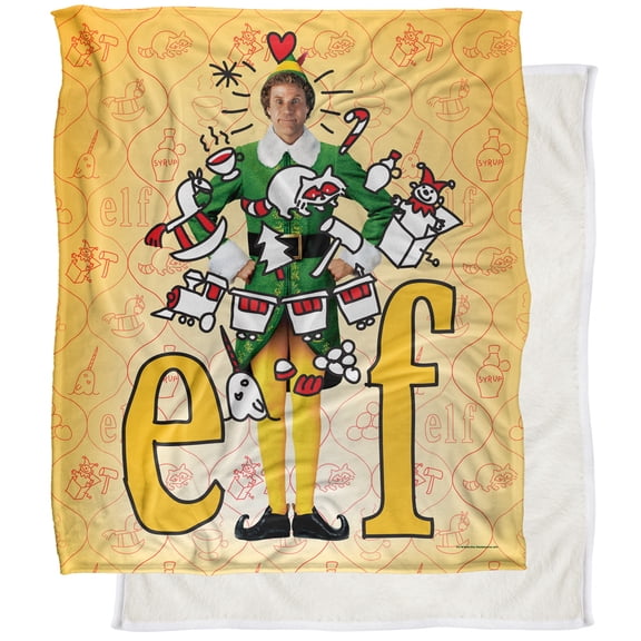 Elf Buddy Doodles Silky Touch Sherpa Back Super Soft Throw Blanket