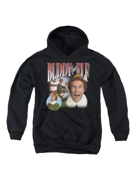 Elf Buddy Retro Christmas Trio Kids Hoodie for Youth Boys and Girls