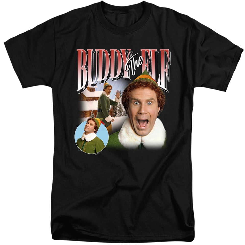 Elf Buddy Retro Christmas Trio Unisex Adult Tall T Shirt,Black, 3X-Large