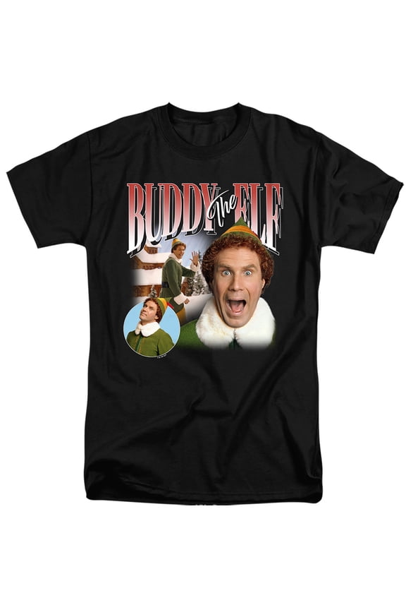 Elf Buddy Retro Christmas Trio Unisex Adult Tall T Shirt,Black, X-Large
