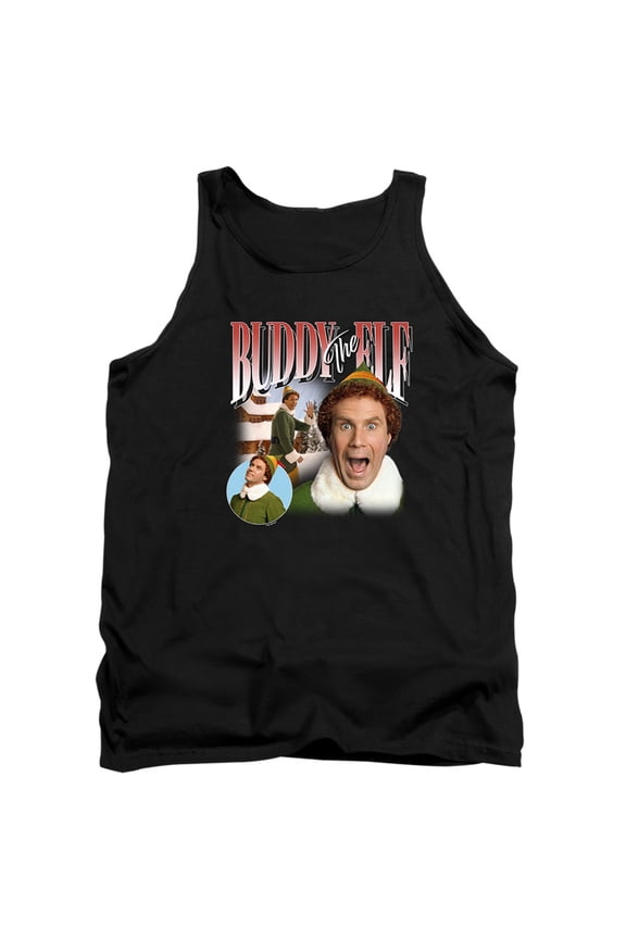 Elf Buddy Retro Christmas Trio Unisex Adult Tank Top,Black, Medium