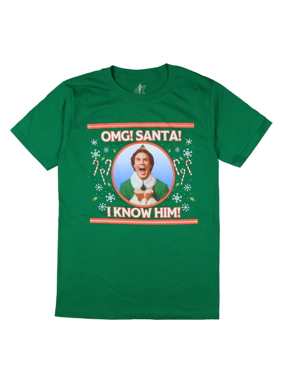 Elf Buddy T-Shirt Men's OMG Santa I know Him Holiday Adult Tee