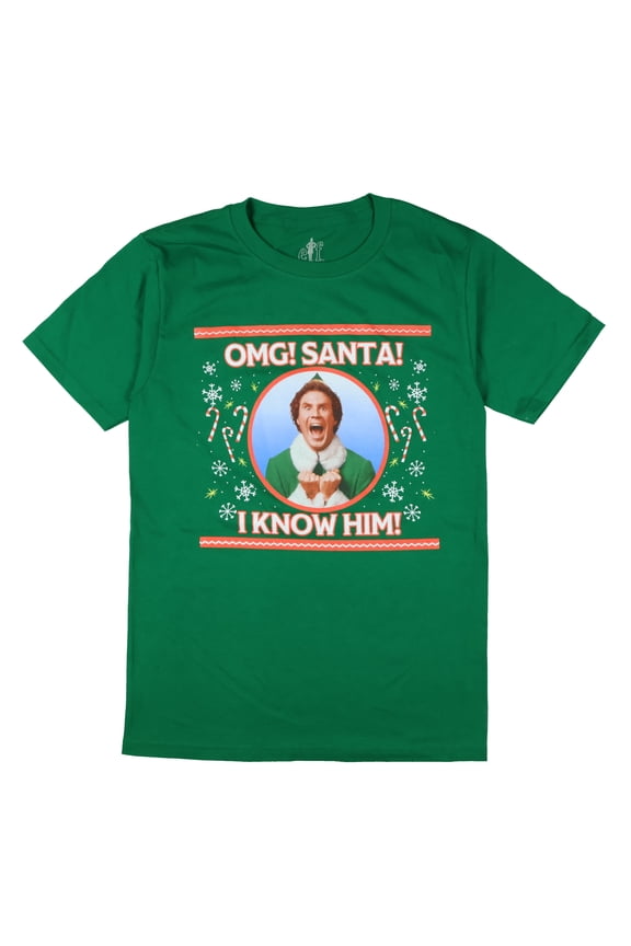 Elf Buddy T-Shirt Men's OMG Santa I know Him Holiday Adult Tee