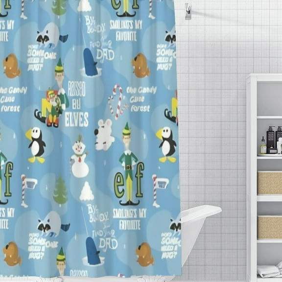 Elf Buddy's Sing Shower Curtain 35*70.8 Inches Waterproof And Durable Vivid Patterns Instantly Elevates Bathroom Style
